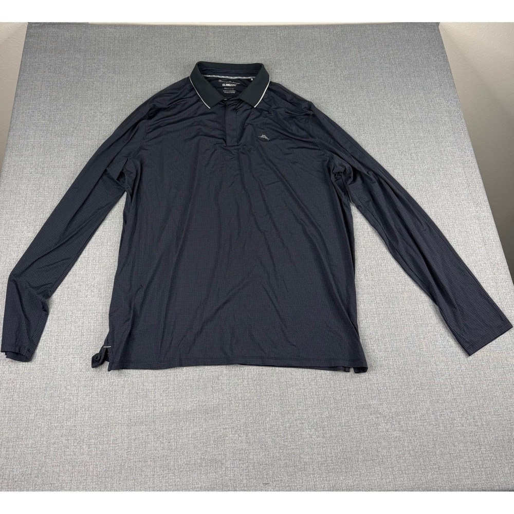 Tommy Bahama IslandZoneMens XLT Long SleevePolo Shirt BlackMicro Dot Performance